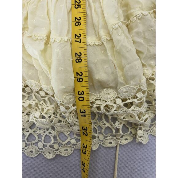 Free People Cruel Intentions Ruffle Mini Dress Women’s 0 Yellow Crochet Cut Out - Picture 8 of 9